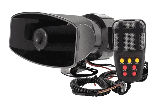 Sirena Electrónica KX-100W con Micrófono para Auto - 5 Tonos y Altavoz para Anunciar (115dB)
