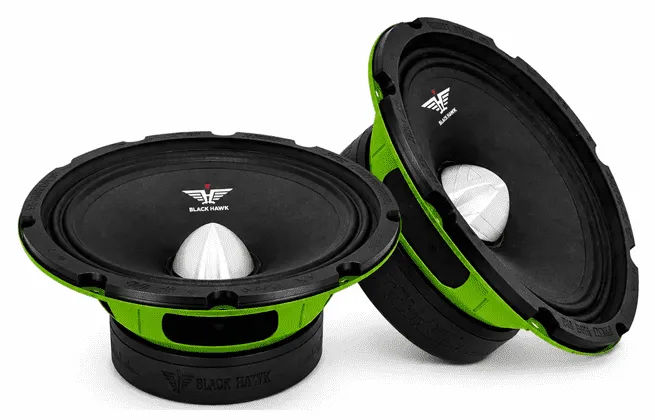 Parlante Black Hawk BH-608G 8 Pulgadas Medio para Carro - Voces y Medios Potentes (550W)