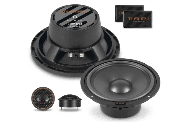 Kit de Parlantes Musway MC6.2C 6.5 Pulgadas para Carro - Agudos Suaves y Graves Contundentes (100W RMS)